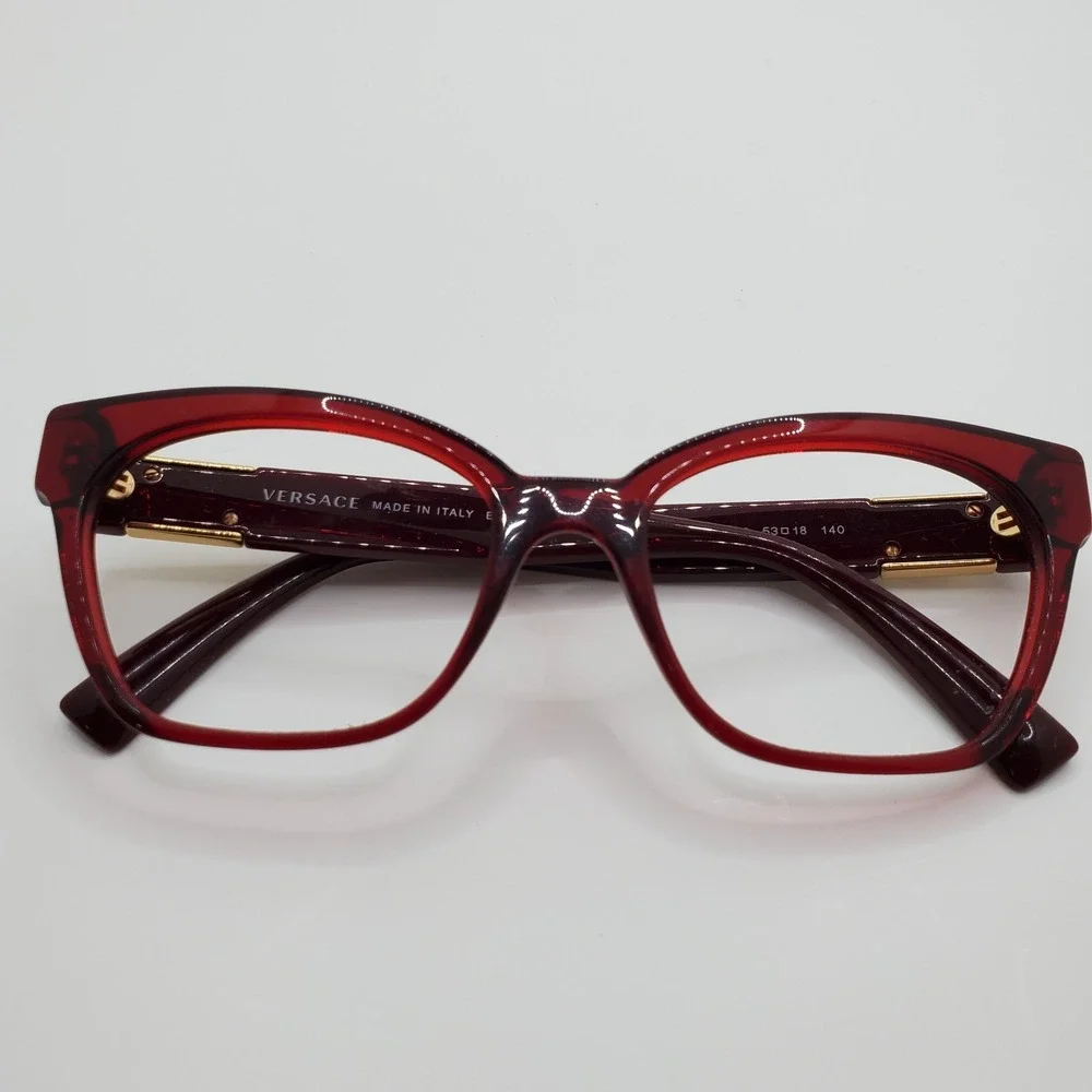 Versace 3294 388 Women Eyeglasses Frame Red Maroon Cat Eye Full Rim 53-18-140 mm